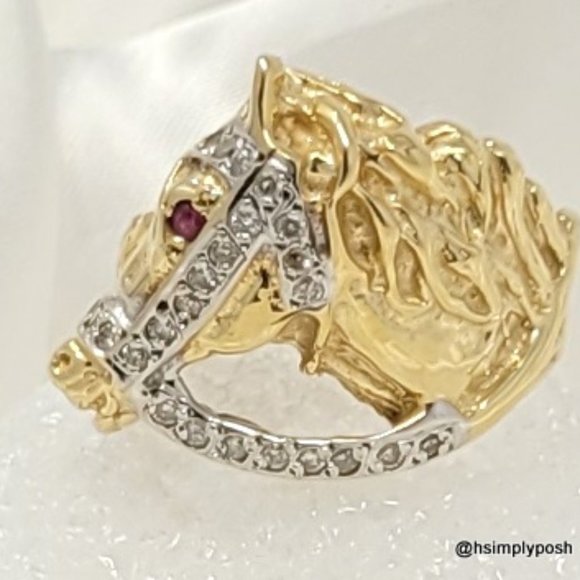 0.42ctw 14k Yellow Gold Diamond Ruby Ring - Picture 2 of 3